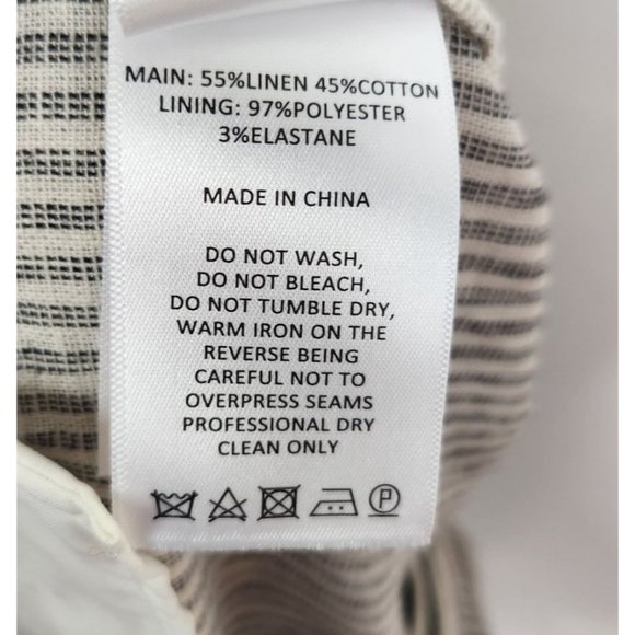 Significant Other Women's Sz. 6 Navy & Ivory LInen Blend Pleated Belted Pants - Picture 7 of 7